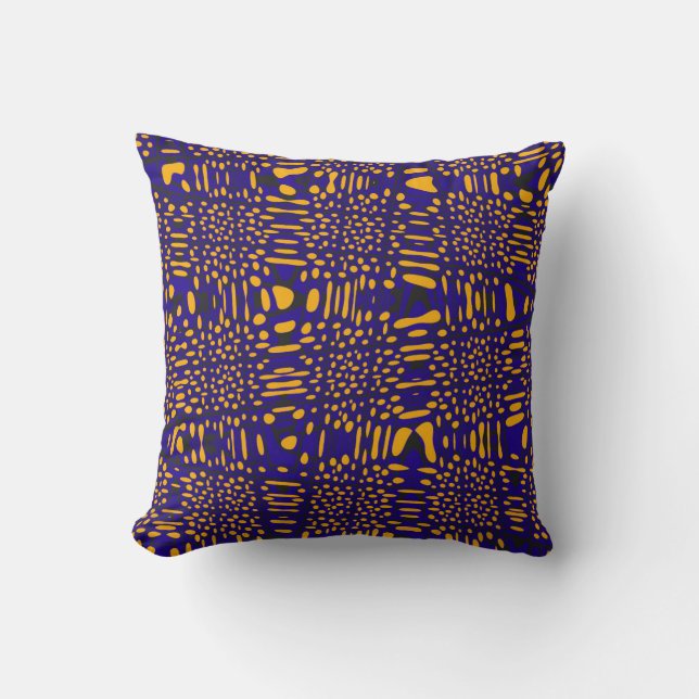 Modern Royal Blue Orange Wave Zig Zag Pattern Throw Pillow (Front)