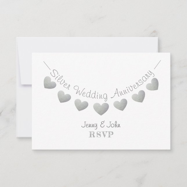 Modern RSVP 25th silver wedding anniversary (Front)