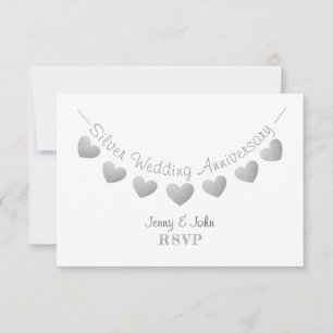Modern RSVP 25th silver wedding anniversary Card