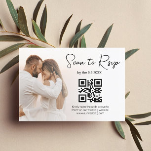 modern  rsvp qr code minimalist wedding photo   announcement