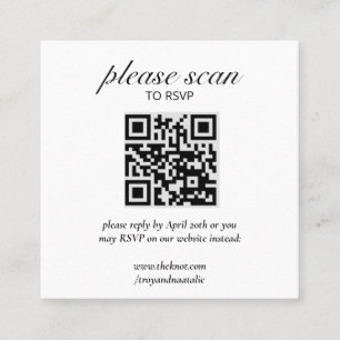 Modern RSVP with QR Code Enclosure Card