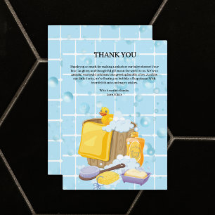 Modern Rubber Ducky Bubbles Baby Shower Thank You Card