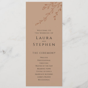 Modern Rust Botanical Wedding Programs