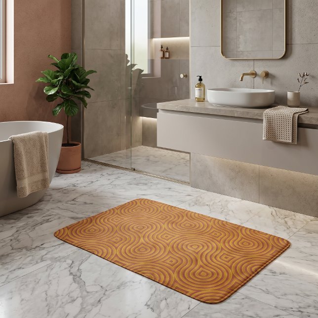 Modern Rust Grunge Swirled Abstract Geometric Bath Mat (Creator Uploaded)