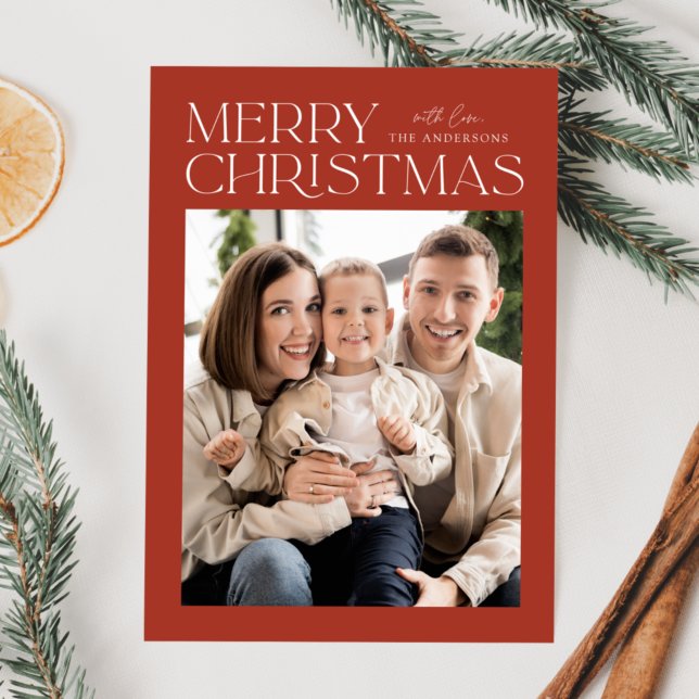 Modern Rust Merry Christmas Photo Holiday Card (Creator Uploaded)