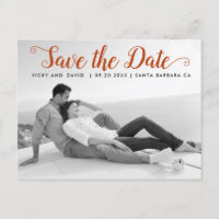 Modern rust script wedding Save the Date photo