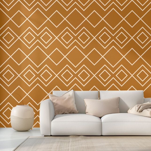 Modern Rust Tan Brown Greige Ivory Squares Art Wallpaper (Creator Uploaded)