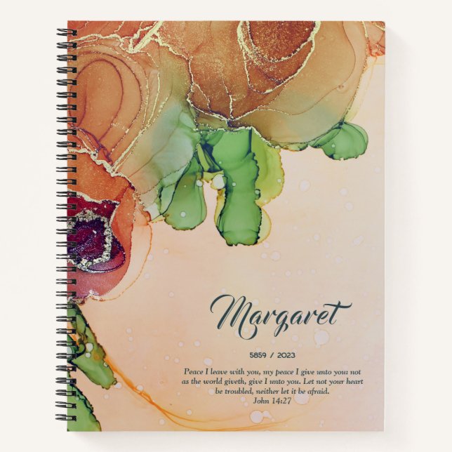 Modern Rustic Abstract Floral Named Notebook (Front)