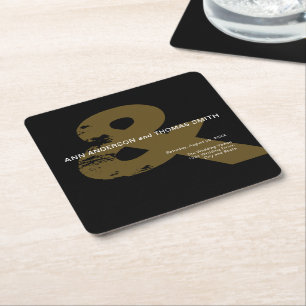 Modern Rustic Ampersand Wedding Mug Square Paper C Square Paper Coaster