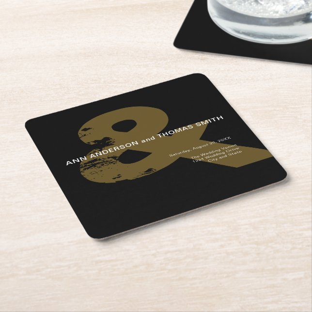 Modern Rustic Ampersand Wedding Mug Square Paper C Square Paper Coaster (Angled)