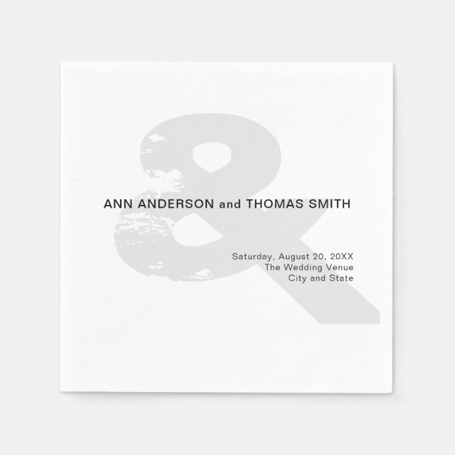 Modern Rustic Ampersand Wedding Paper Napkin (Front)