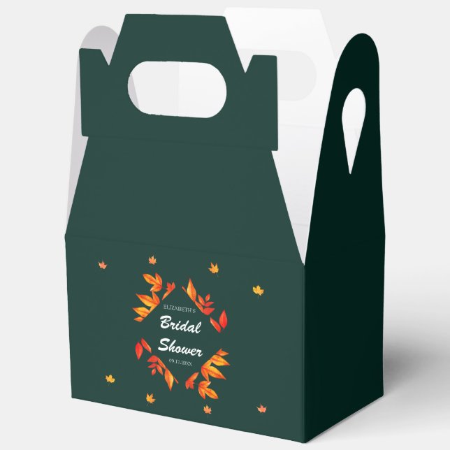Modern Rustic Autumn Leaves Bridal Shower Favor Box (Open)