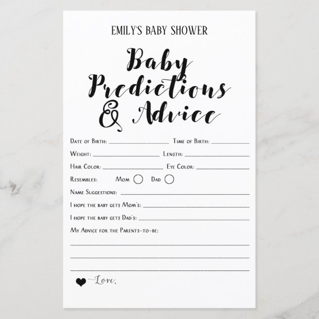 Modern Rustic Baby Shower Game PRINTED (Front)
