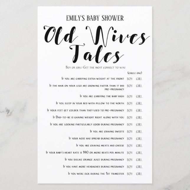 Modern Rustic Baby Shower Game PRINTED (Front)