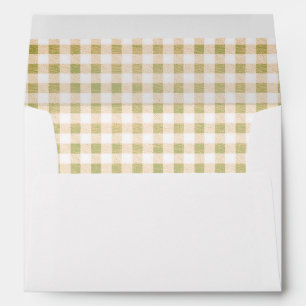 Modern Rustic Beige Brown Gingham  Envelope