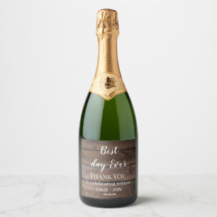 Modern Rustic Best Day Ever Engagement Wedding Sparkling Wine Label