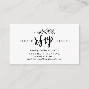 Modern Rustic, Black font, Wedding Party RSVP Enclosure Card