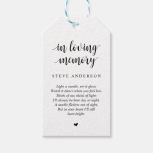 Modern Rustic Black, Funeral Memorial Service Gift Tags