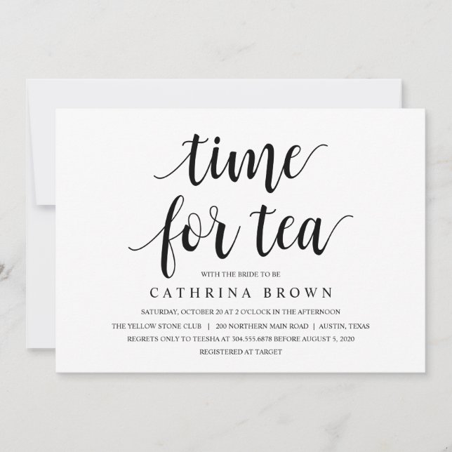 Modern Rustic, Black script, Bridal Shower Invitation (Front)
