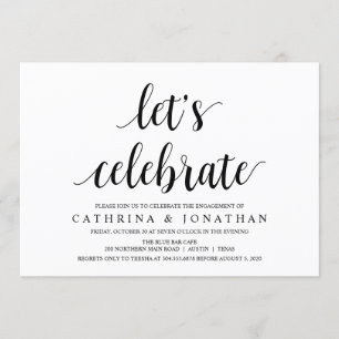 Modern Rustic, Black script, Engagement Party Invitation