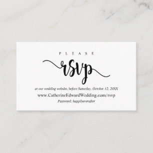 Modern Rustic, Black Script, Online RSVP website Enclosure Card