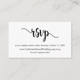 Modern Rustic, Black Script, Online RSVP website Enclosure Card