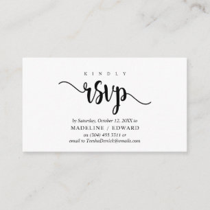 Modern Rustic, Black Script, RSVP reply Enclosure Card