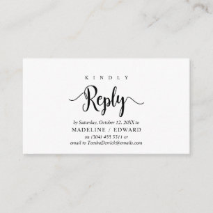 Modern Rustic, Black Script, RSVP respond Enclosure Card