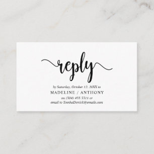 Modern Rustic, Black Script, RSVP respond Enclosure Card