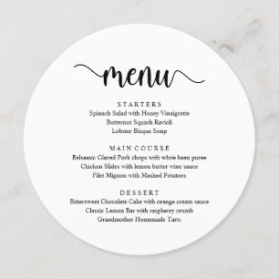 Modern Rustic Black Script, Wedding Dinner Menu