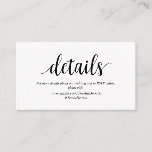 Modern Rustic, Black, Wedding Details, RSVP online Enclosure Card