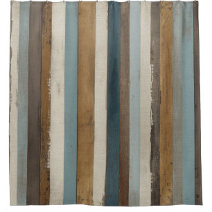 Modern Rustic Blue Brown Cream Farmhouse Stripe