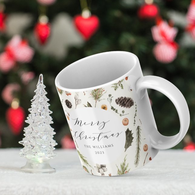 Modern Rustic Boho Christmas Botanical Foliage Coffee Mug (Creator Uploaded)