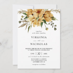 Modern Rustic Boho Floral Wedding Invitation