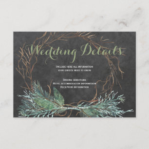 Modern rustic branch wreath wedding guest details enclosure card