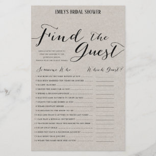 Modern Rustic Bridal Shower Game PRINTED
