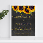Modern rustic bridal shower gold welcome sign<br><div class="desc">Elegant bridal shower stylish welcome sign poster template on grey charcoal chalkboard featuring a beautiful sunflowers bouquet and a trendy modern calligraphy script. Easy to personalize with your details. You can choose to customize it further changing fonts and colours of lettering. It is suitable for elegant summer or autumn fall...</div>