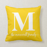 Modern Rustic Bright Yellow Monogram Family Script Throw Pillow<br><div class="desc">Classic Elegant Chic Monogram Family Script Throw Pillow
You can easily customize the colour of the text with the 'Customize' tool or feel free to contact me.</div>