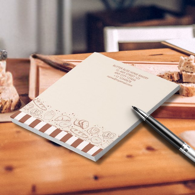 Modern Rustic Brown Beige Bakery Shop  Notepad (Creator Uploaded)