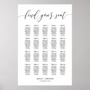 Modern Rustic Calligraphy Seating Chart Poster