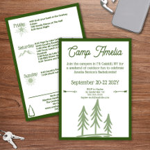 Modern Rustic Camp Bachelorette Itinerary Green