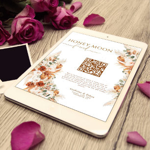 Modern Rustic Cash Honeymoon Fund QR Code Wedding  Poster