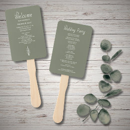 Modern Rustic Casual Sage Green Wedding Ceremony Hand Fan