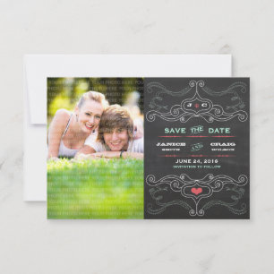 Modern Rustic Chalkboard Typography Save the Date