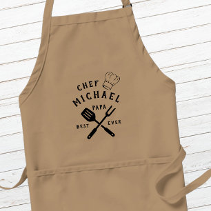 Modern Rustic Chef BEST PAPA EVER Father's Day Standard Apron