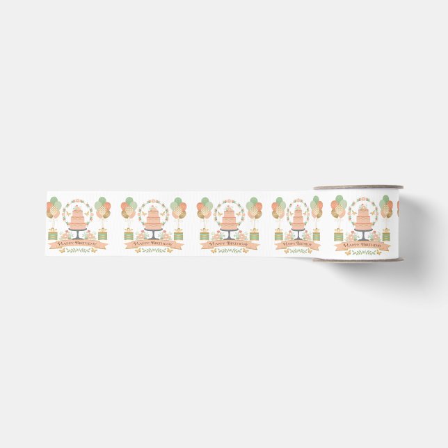 modern rustic chic birthday grosgrain ribbon (Front)
