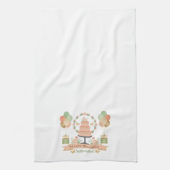 modern rustic chic birthday kitchen towel (Vertical)