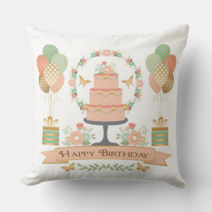 modern rustic chic birthday throw pillow