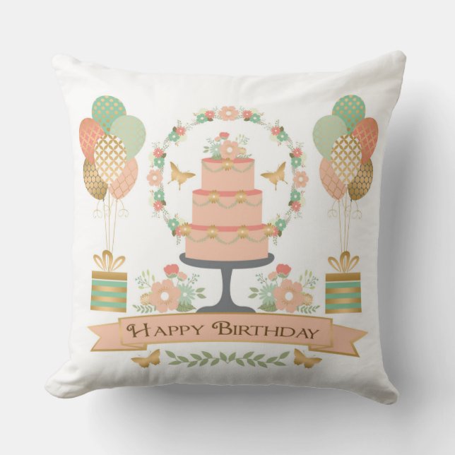 modern rustic chic birthday throw pillow (Front)