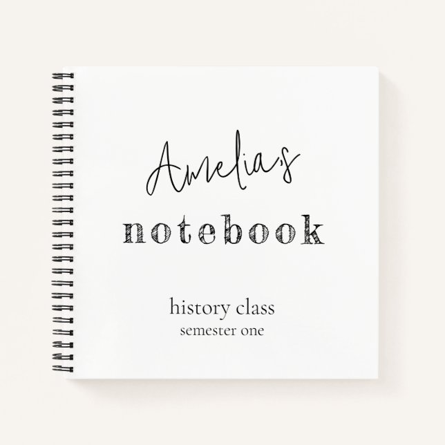 Modern Rustic Chic Minimalist Hand Lettered Square Notebook (Front)